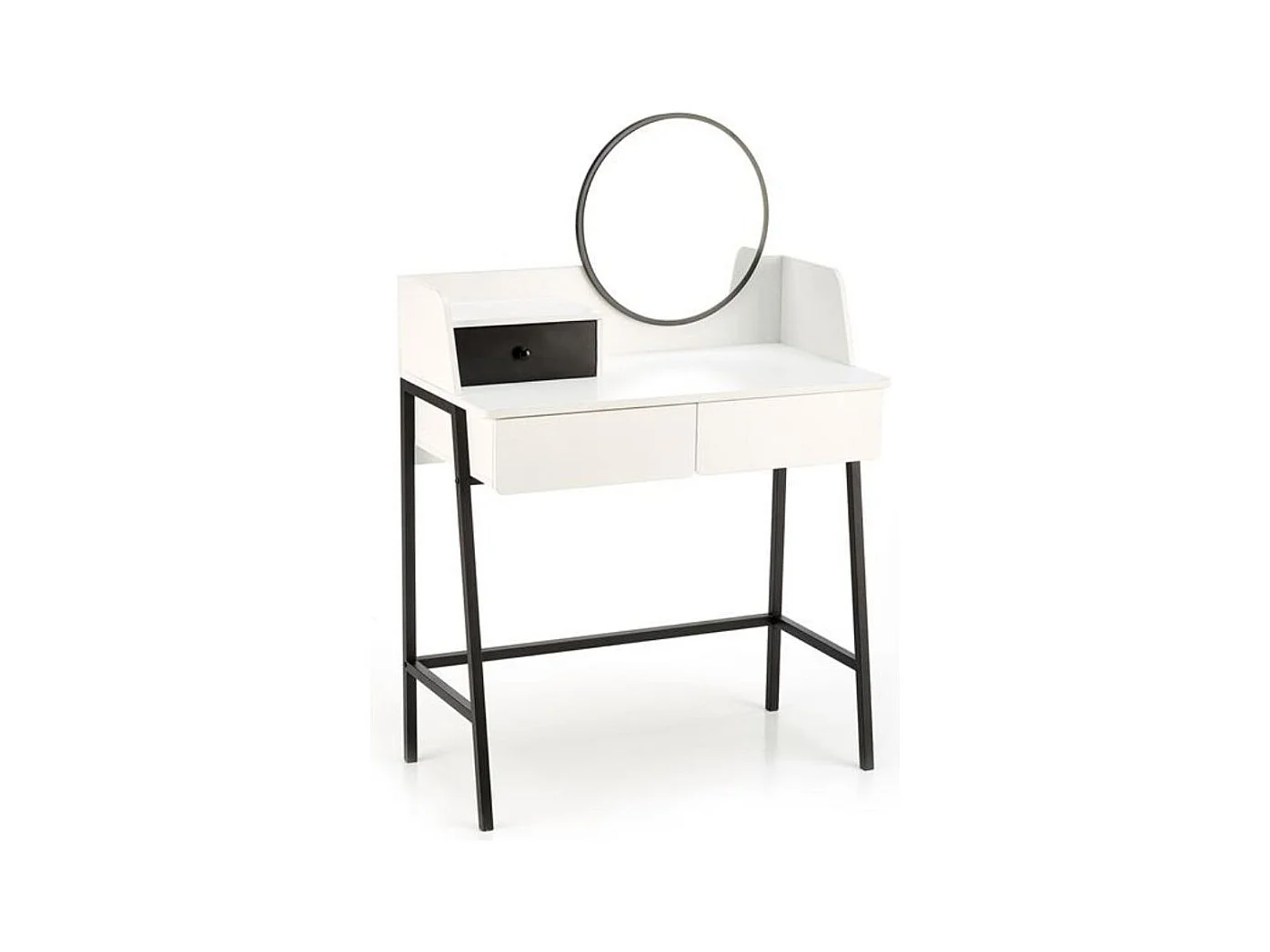 Coiffeuse design noire et blanche avec miroir et 3 tiroirs Morning