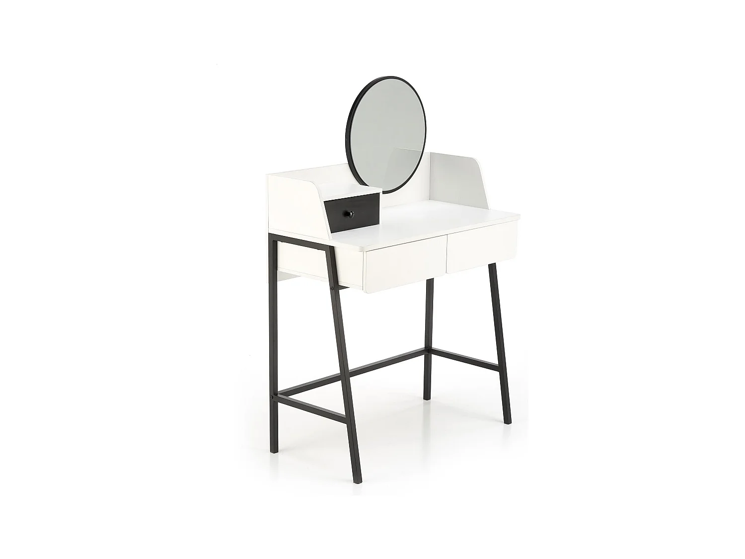 Coiffeuse design noire et blanche avec miroir et 3 tiroirs Morning