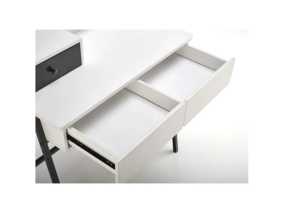 Coiffeuse design noire et blanche avec miroir et 3 tiroirs Morning