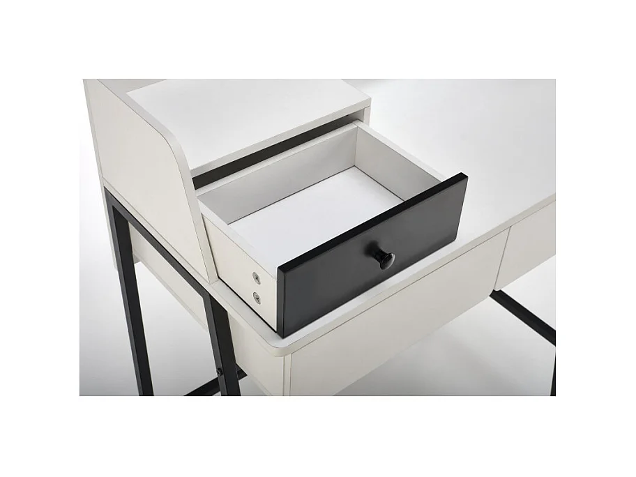 Coiffeuse design noire et blanche avec miroir et 3 tiroirs Morning