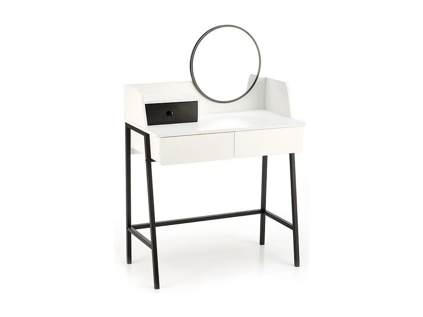 Coiffeuse design noire et blanche avec miroir et 3 tiroirs Morning