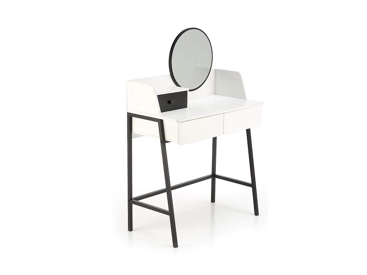 Coiffeuse design noire et blanche avec miroir et 3 tiroirs Morning