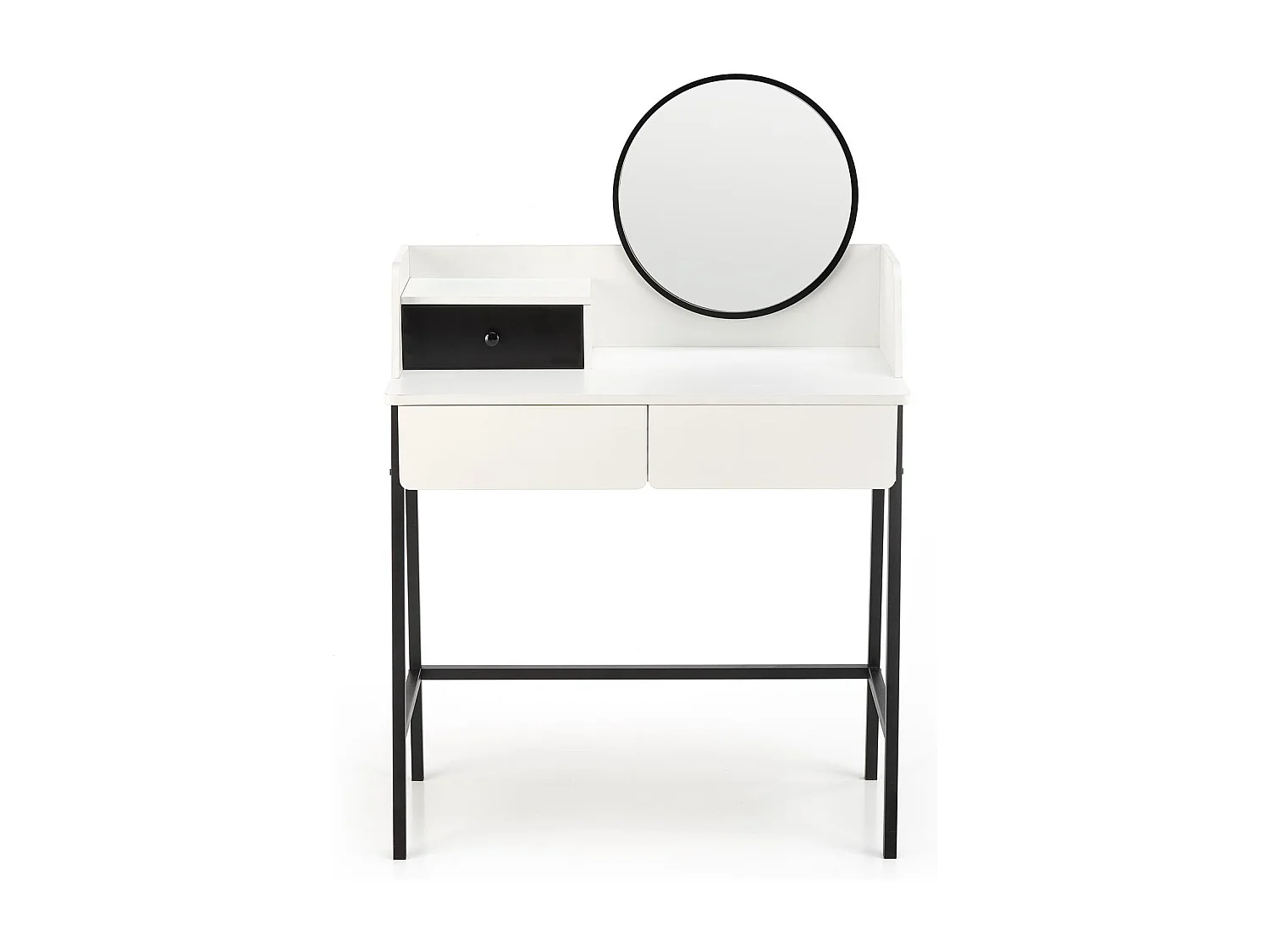 Coiffeuse design noire et blanche avec miroir et 3 tiroirs Morning