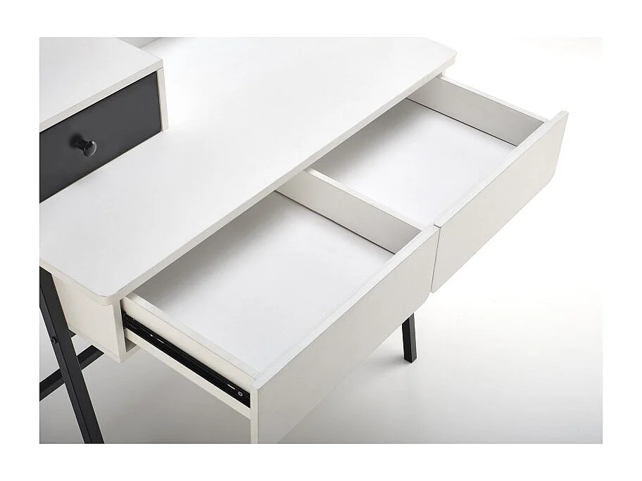 Coiffeuse design noire et blanche avec miroir et 3 tiroirs Morning