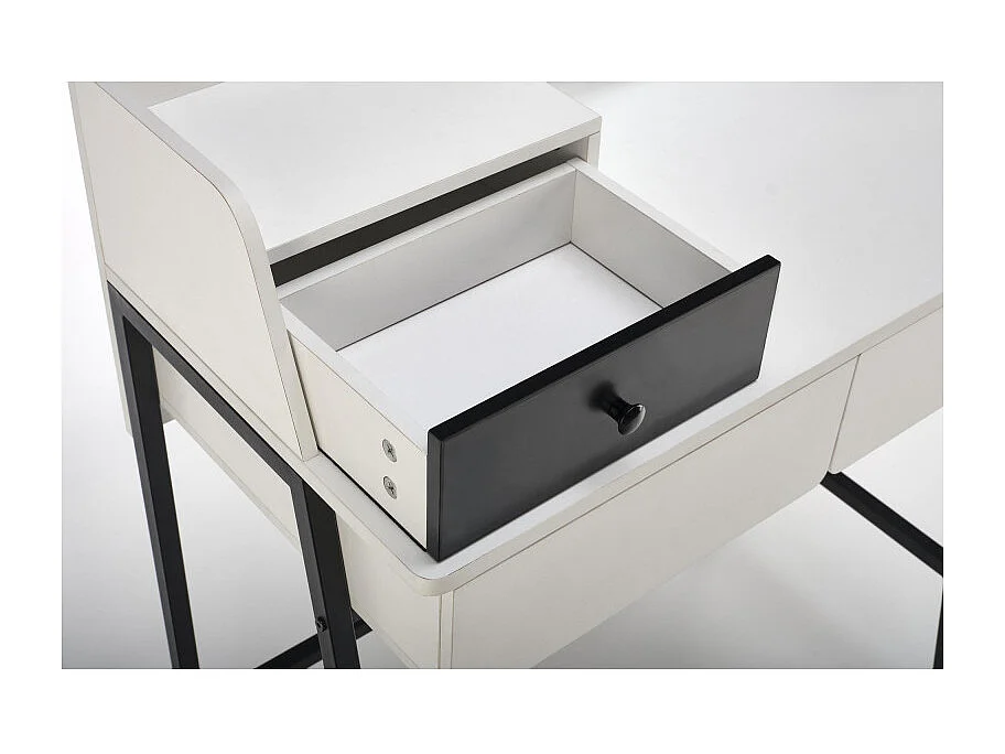 Coiffeuse design noire et blanche avec miroir et 3 tiroirs Morning