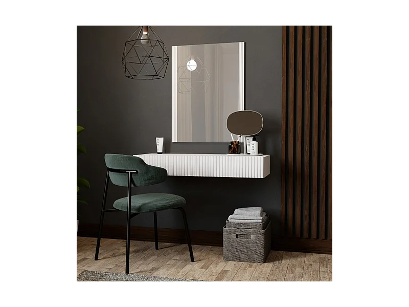Tocador suspendido de diseño Gustave blanco mate + espejo