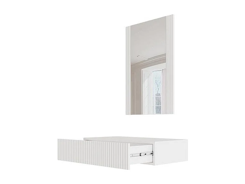 Tocador suspendido de diseño Gustave blanco mate + espejo