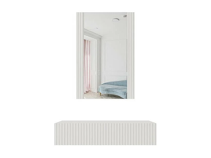 Tocador suspendido de diseño Gustave blanco mate + espejo