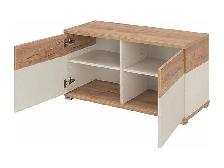 Banco zapatero Cheyenne blanco y madera -