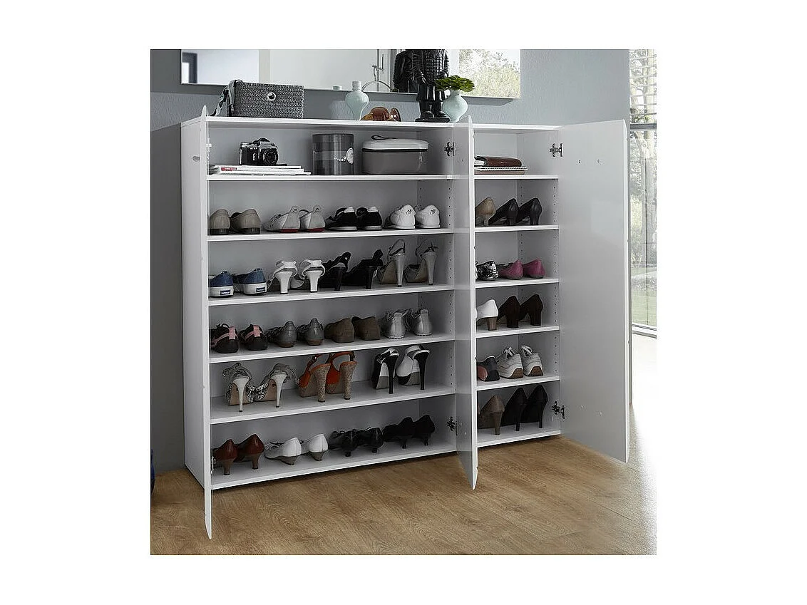 Grand meuble a chaussures blanc design Alama
