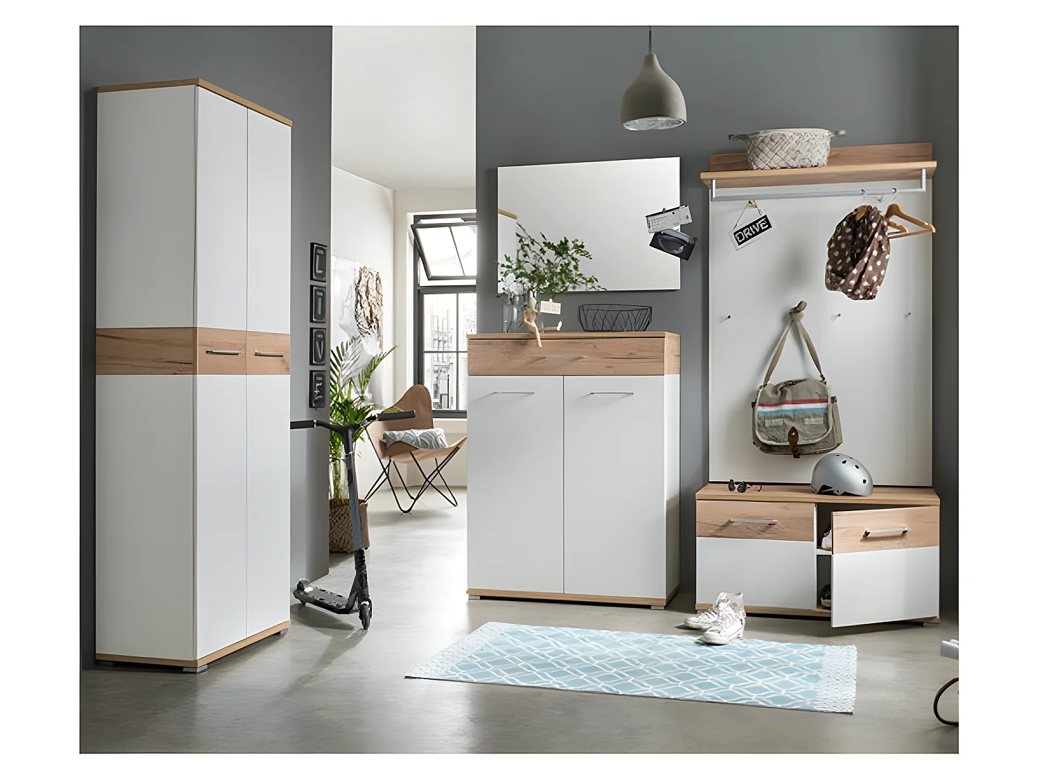 Scarpiera Cheyenne bianca e legno