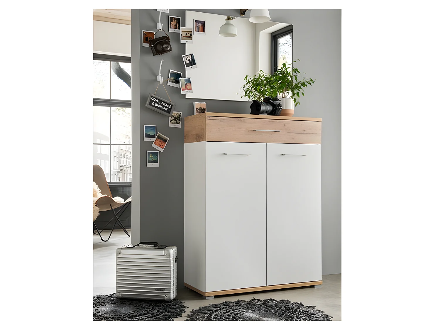 Scarpiera Cheyenne bianca e legno