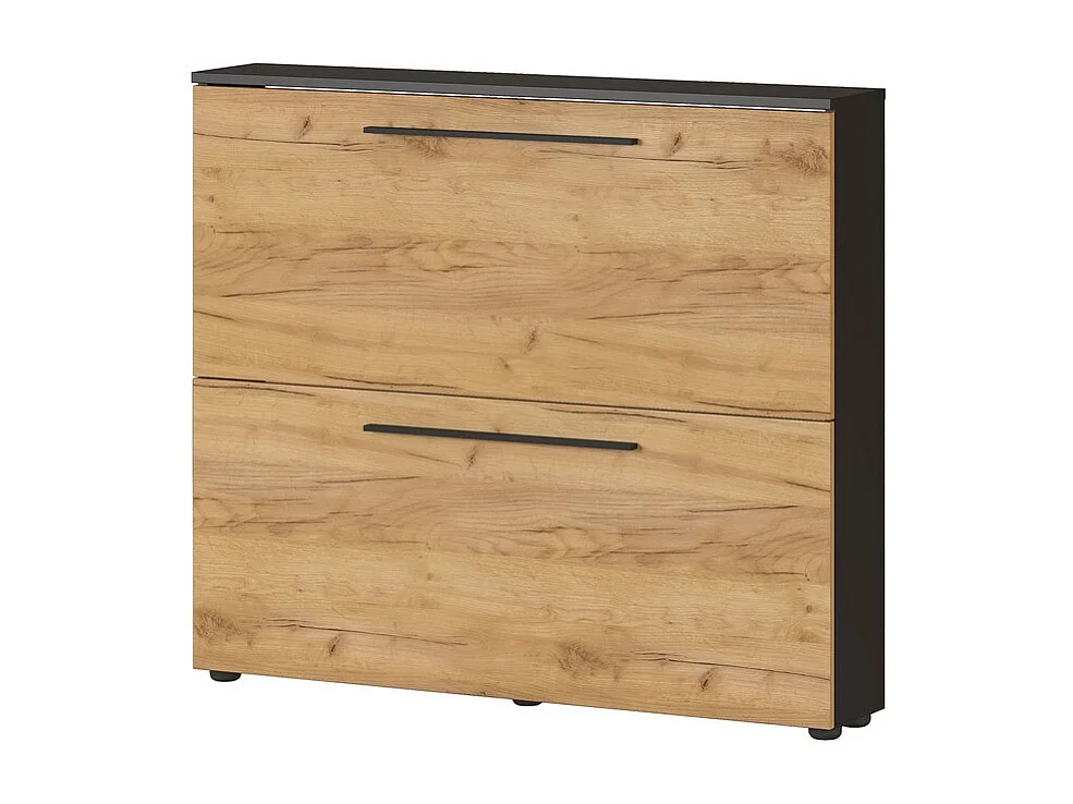 Scarpiera a muro Nava a 2 ante in rovere e nero