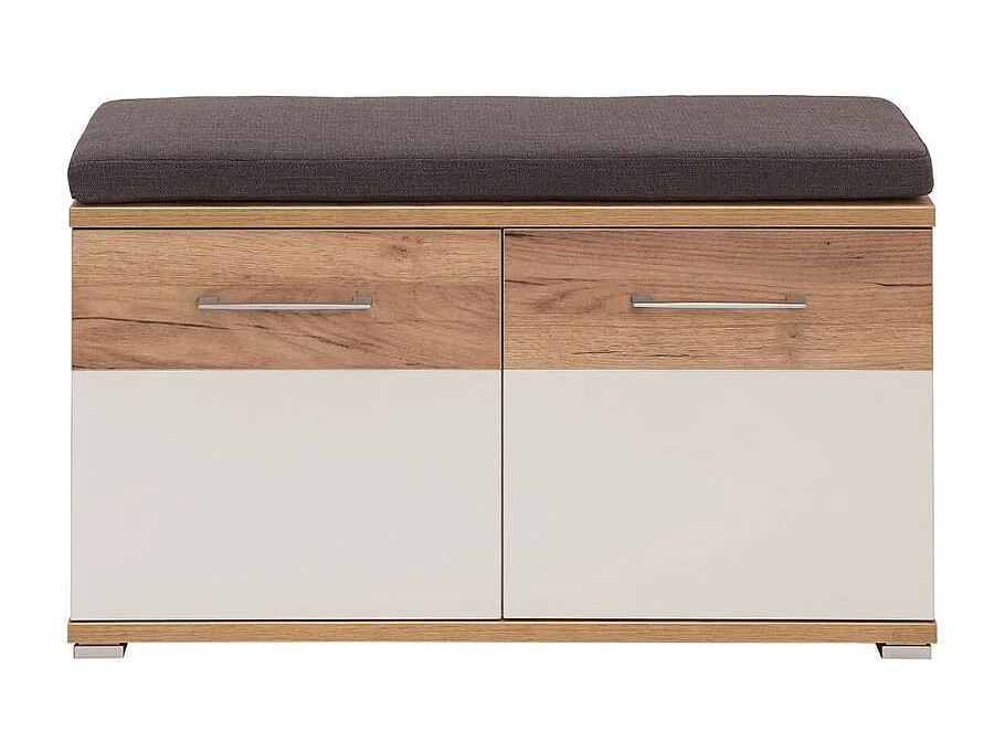 Banco zapatero Cheyenne blanco y madera - cojín para banco (49€)