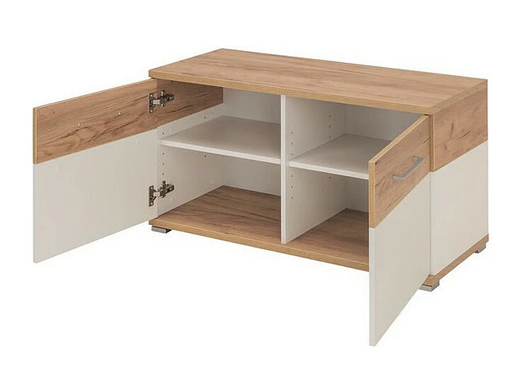 Panca per scarpe Cheyenne bianca e in legno - cuscino per panca (49€)