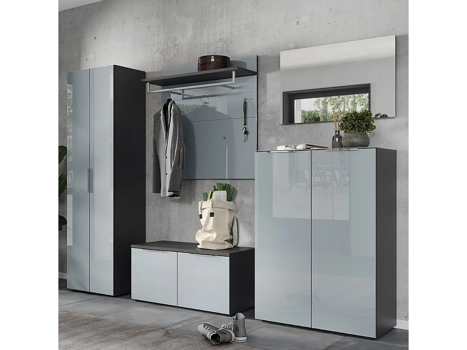 Scarpiera a 5 ripiani in vetro grigio Artom