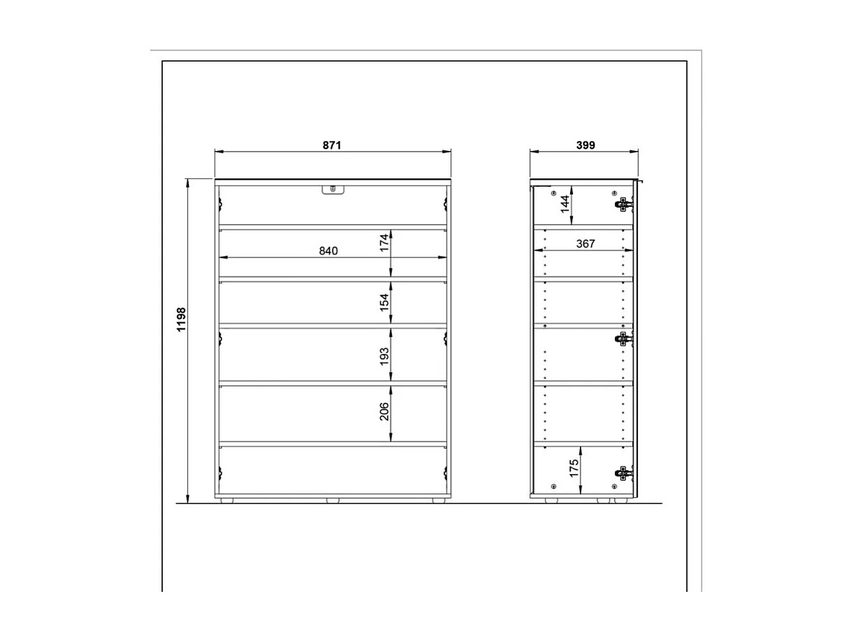 Meuble à chaussures design verre gris 5 étagères Artom