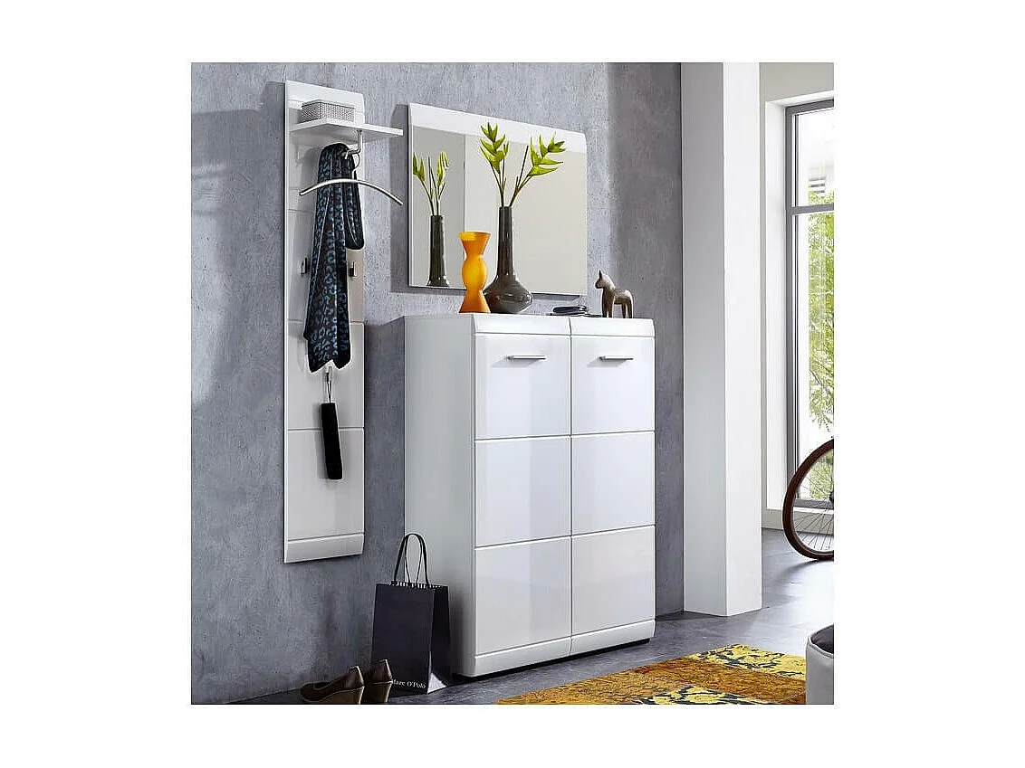 Meuble a chaussures blanc brillant 24 paires Alama