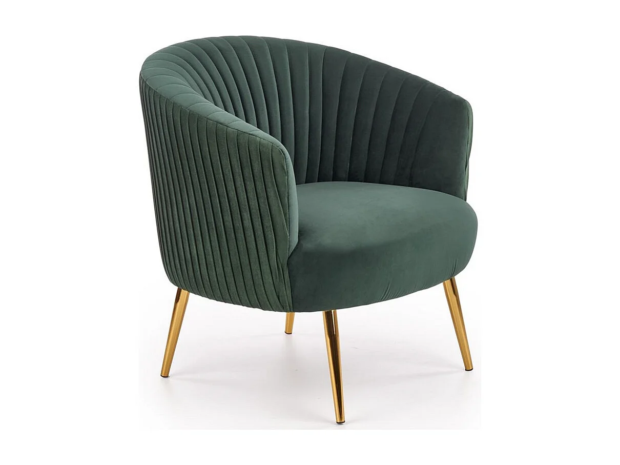 Poltrona cabriolet in velluto verde con gambe in acciaio dorato Power