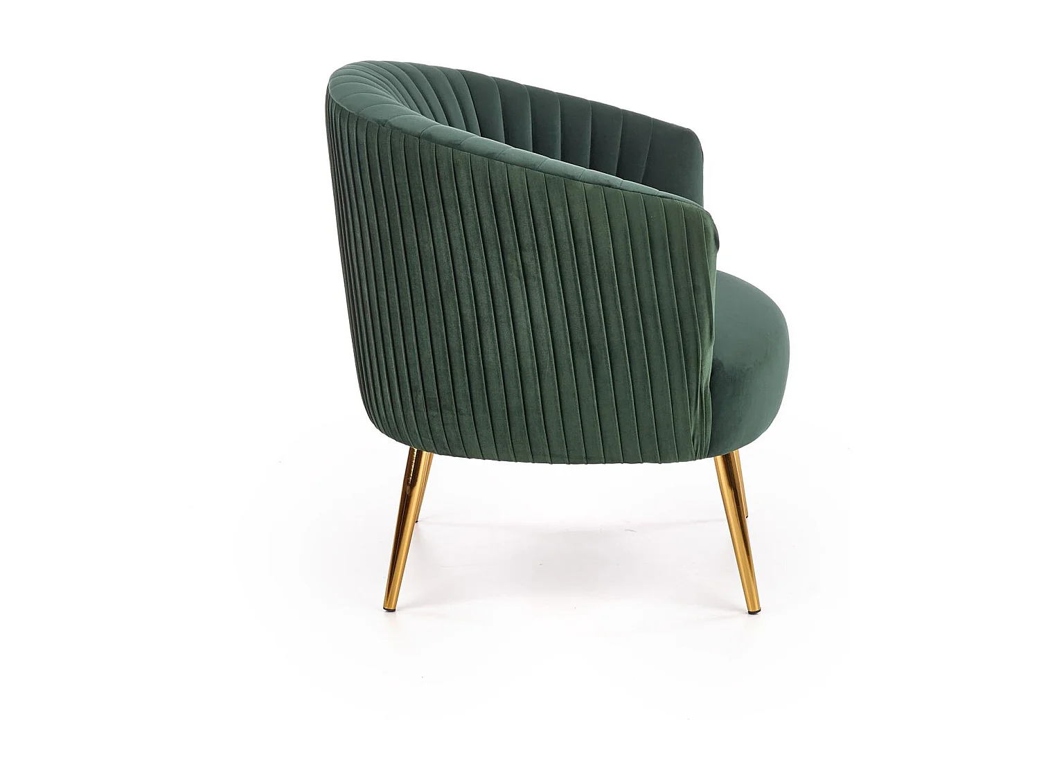 Fauteuil cabriolet vert en velours avec pieds en acier doré Power