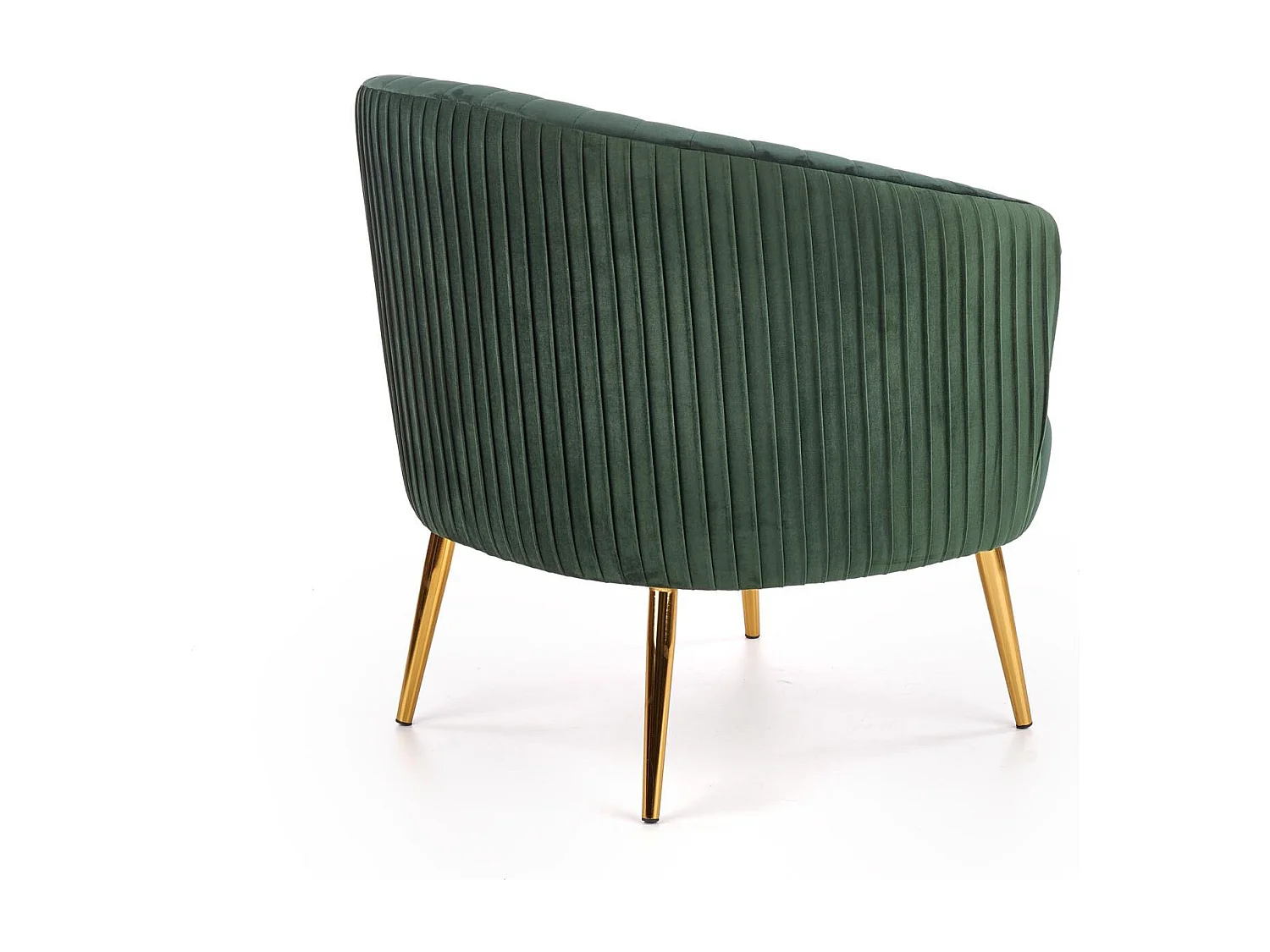 Fauteuil cabriolet vert en velours avec pieds en acier doré Power