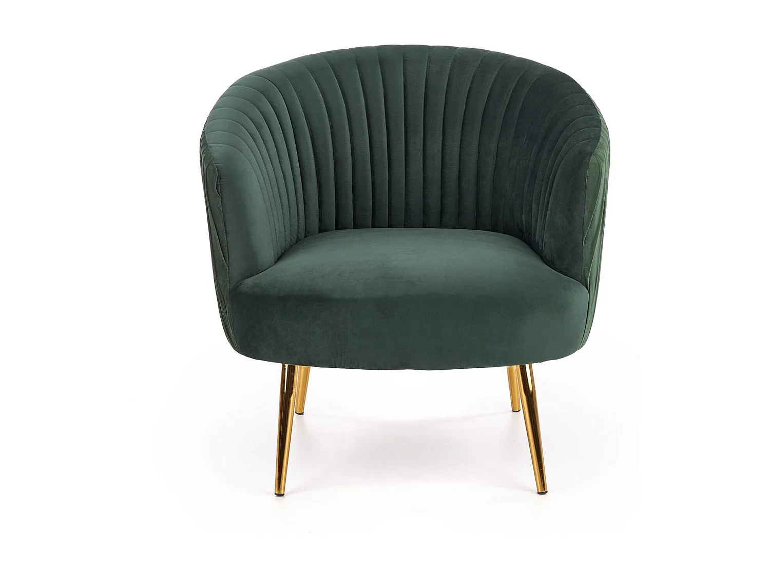 Fauteuil cabriolet vert en velours avec pieds en acier doré Power