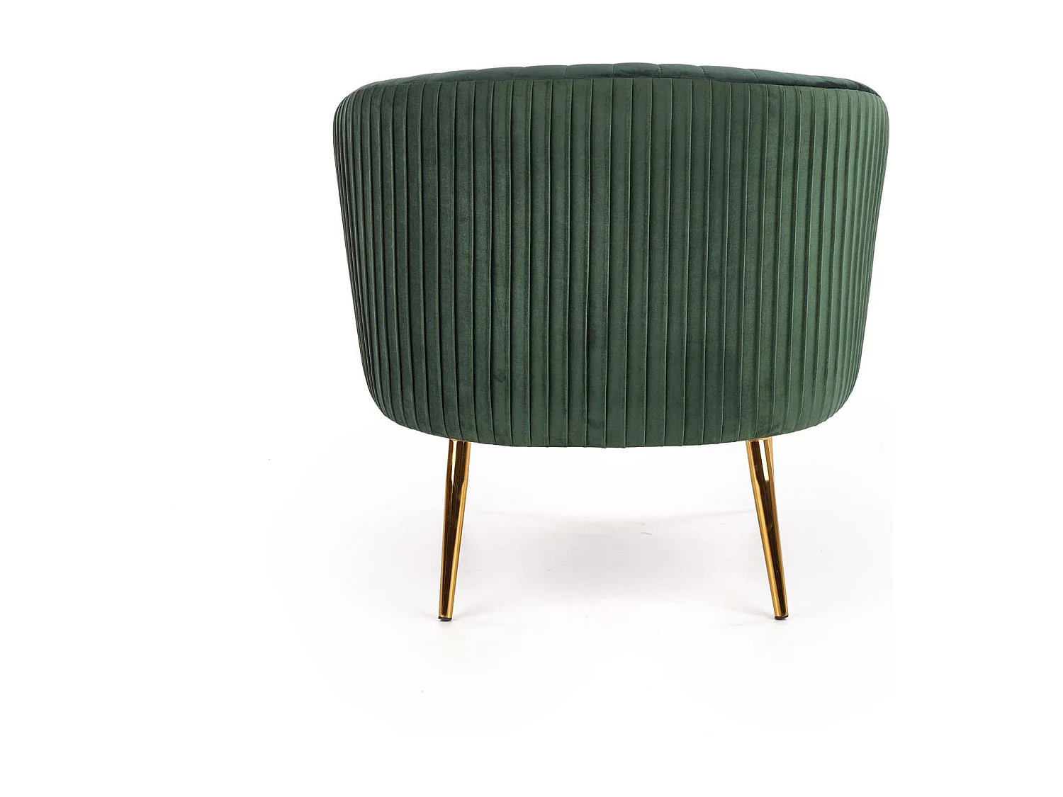Fauteuil cabriolet vert en velours avec pieds en acier doré Power
