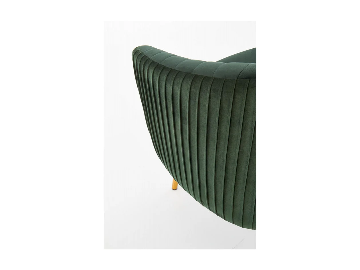 Fauteuil cabriolet vert en velours avec pieds en acier doré Power