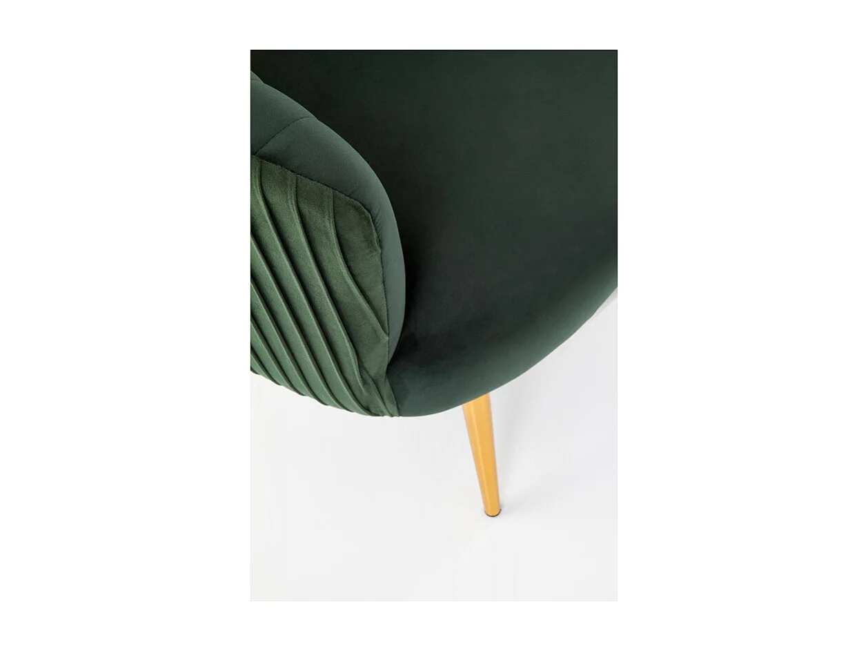 Fauteuil cabriolet vert en velours avec pieds en acier doré Power