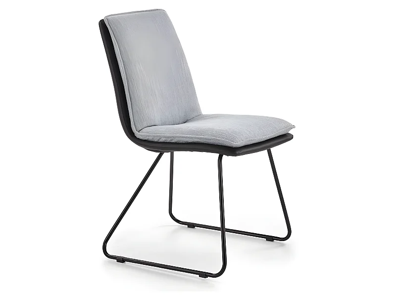Sedia in similpelle / tessuto grigio chiaro Gambe in acciaio nero