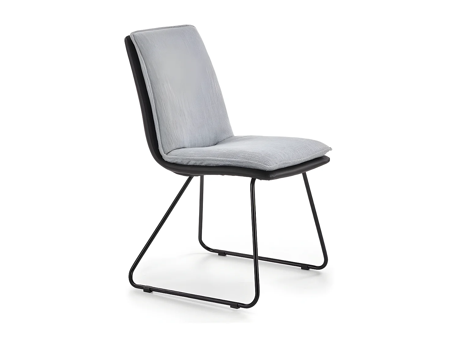 Chaise simili cuir / tissu gris clair pieds acier noir Steel