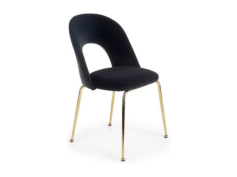 Sedia da pranzo in velluto nero in stile vintage con gambe in acciaio dorato DATA