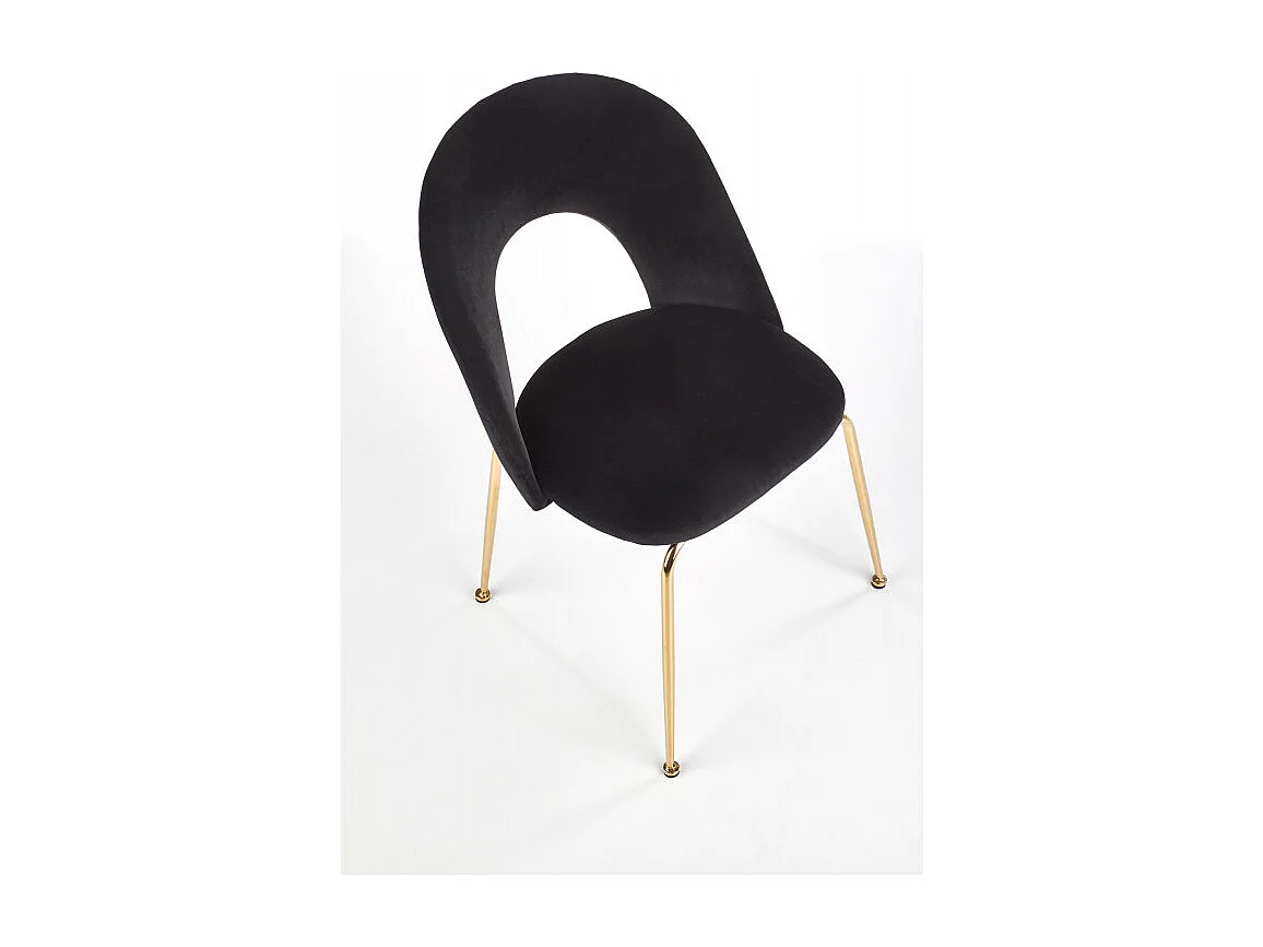 Sedia da pranzo in velluto nero in stile vintage con gambe in acciaio dorato DATA