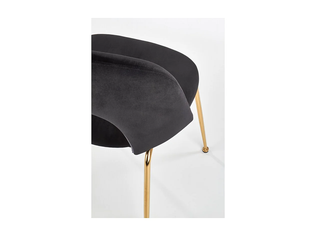 Sedia da pranzo in velluto nero in stile vintage con gambe in acciaio dorato DATA