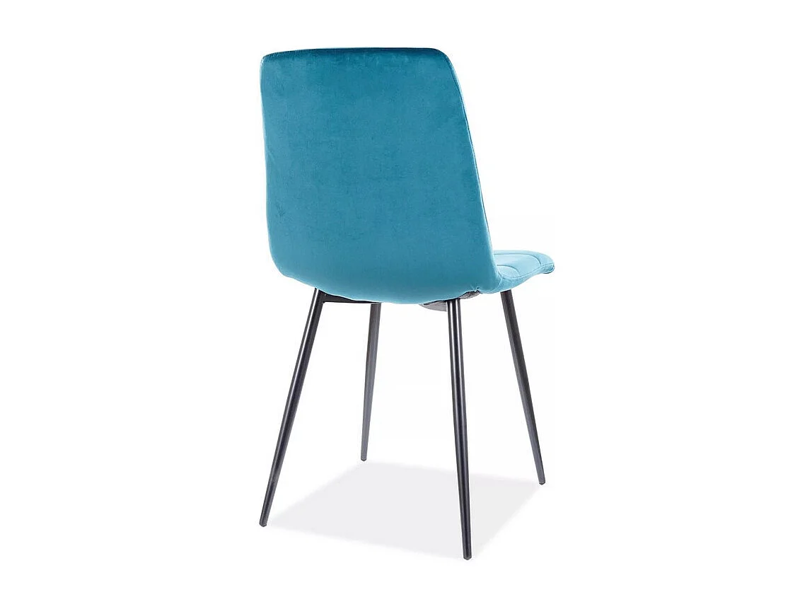 Chaise design métal noir & velours turquoise Frigg