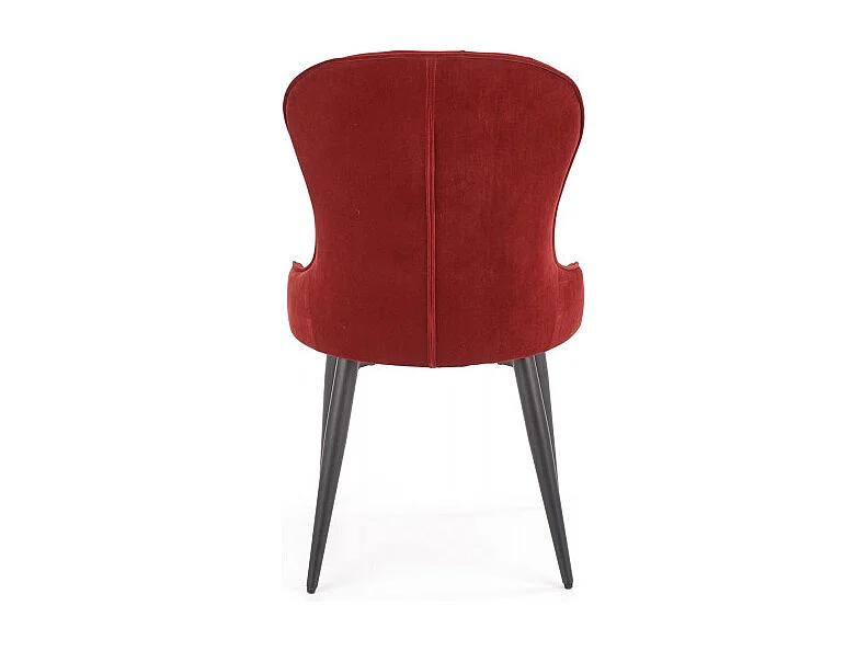 Sedia da pranzo in velluto rosso scuro con gambe in acciaio nero Spin