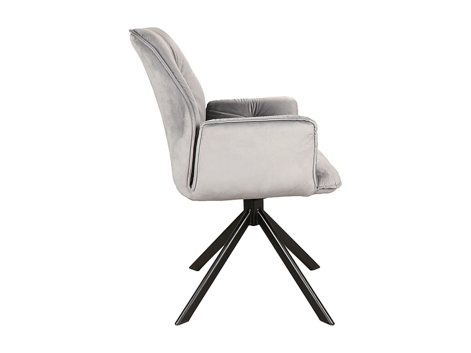 Sedia girevole in velluto grigio Zolo con gambe in metallo nero