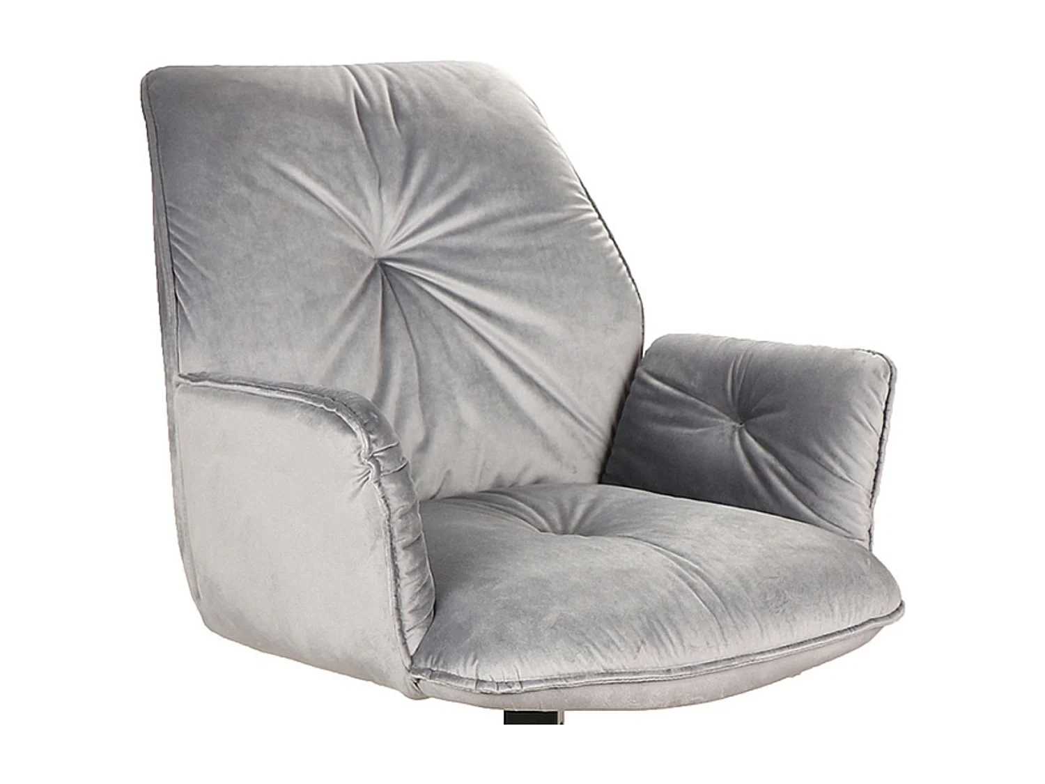 Sedia girevole in velluto grigio Zolo con gambe in metallo nero