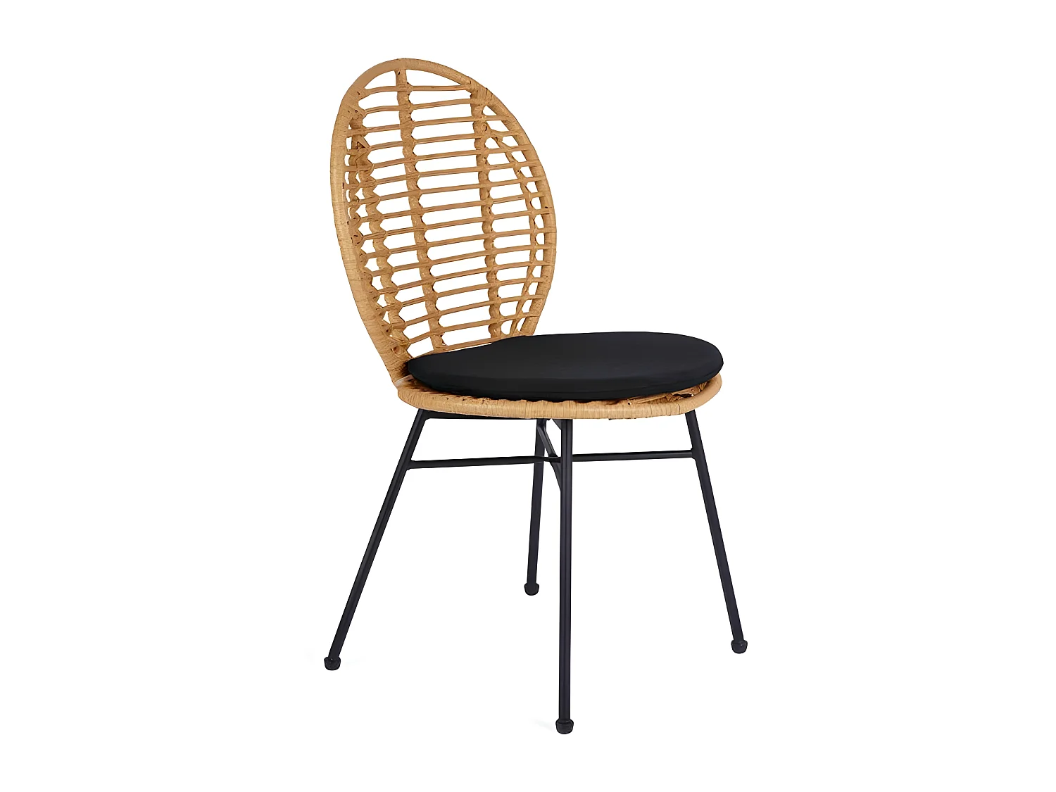 Chaise en rotin naturel coussin noir Suri