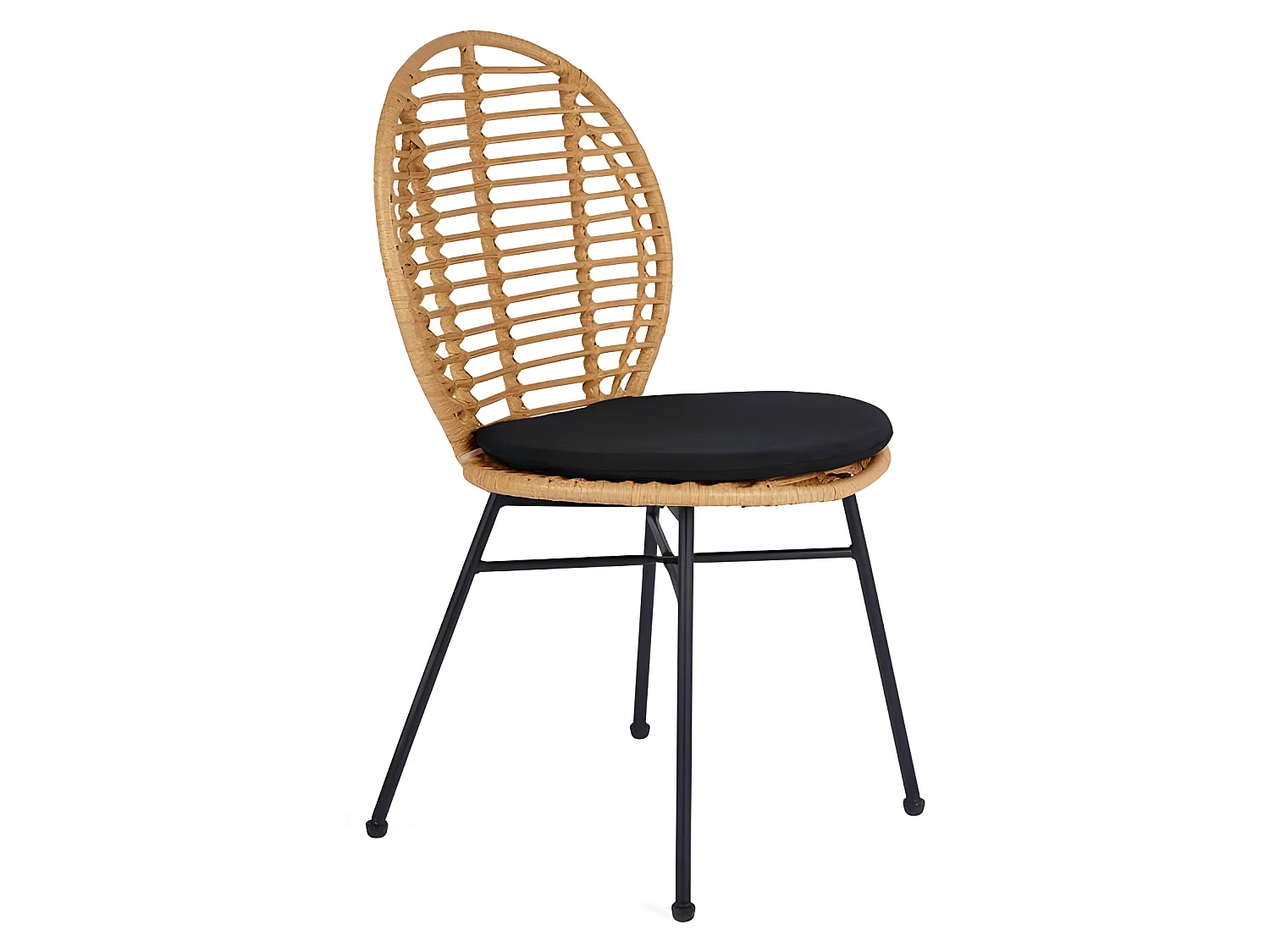 Chaise en rotin naturel coussin noir Suri