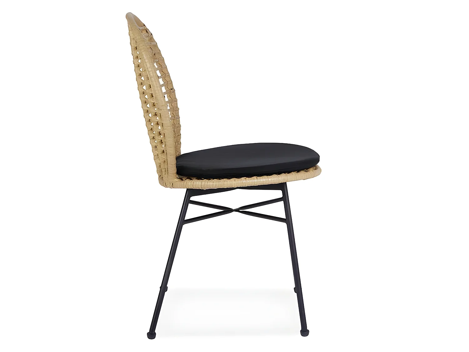 Chaise en rotin naturel coussin noir Suri