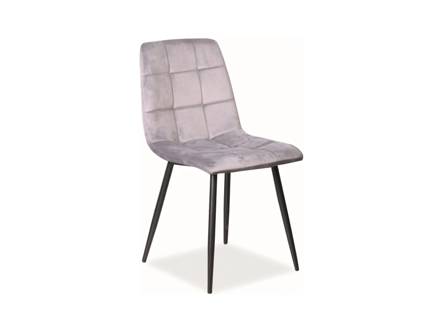 Chaise design métal noir & velours gris Frigg