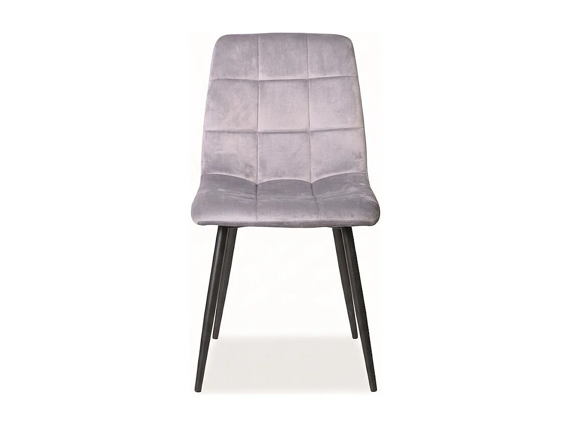 Chaise design métal noir & velours gris Frigg