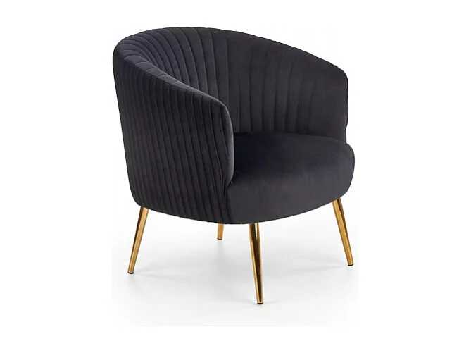 Fauteuil cabriolet en velours noir avec pieds en métal doré Power