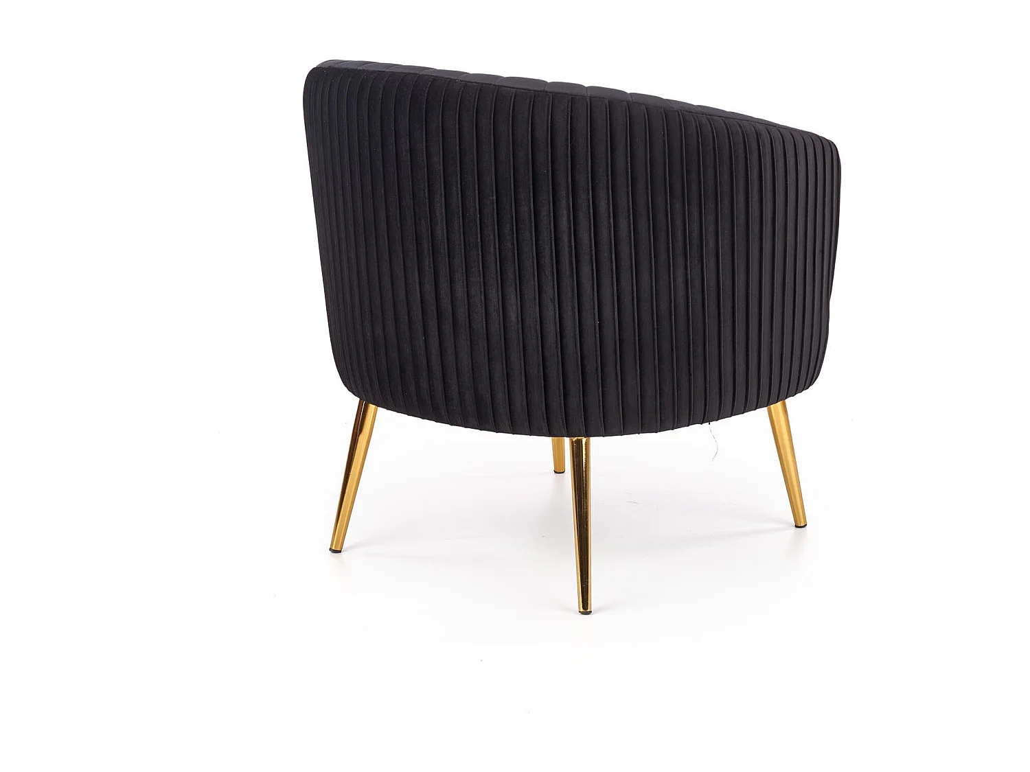 Poltrona cabriolet in velluto nero con gambe in metallo dorato Power