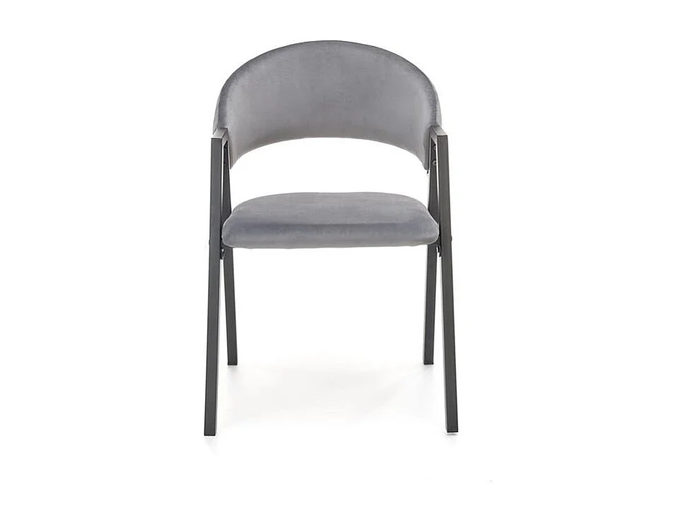 Silla de comedor Brokem de terciopelo gris