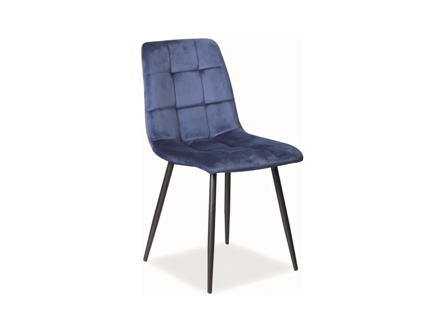 Chaise design métal noir & velours bleu Frigg