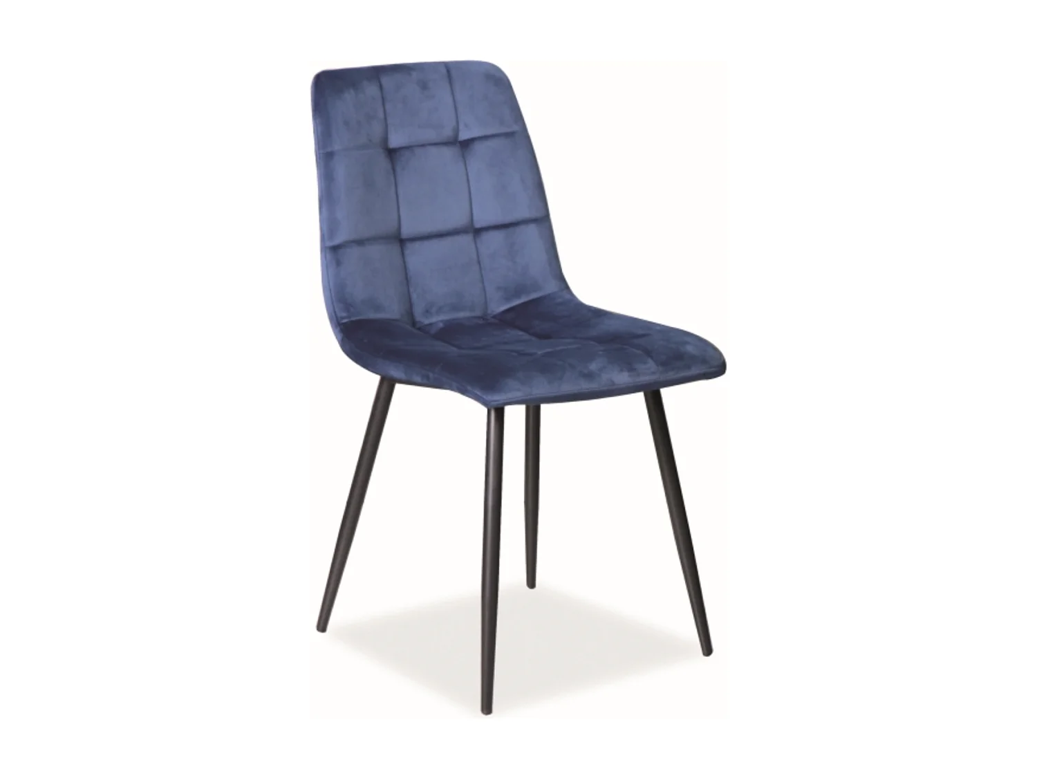 Silla de diseño de metal negro con terciopelo azul Frigg