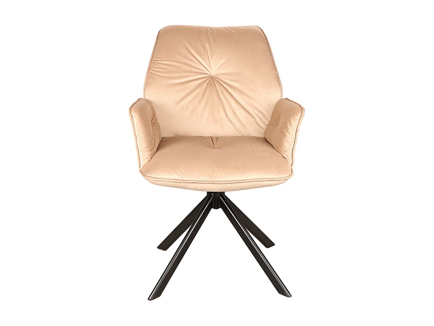 Chaise pivotante à accoudoirs velours beige et métal noir Zolo