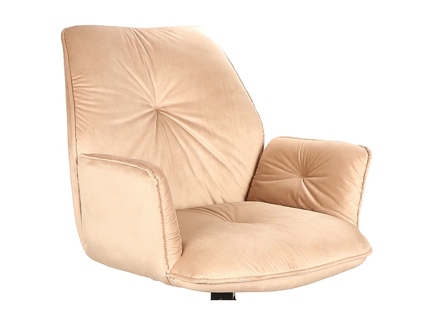 Chaise pivotante à accoudoirs velours beige et métal noir Zolo